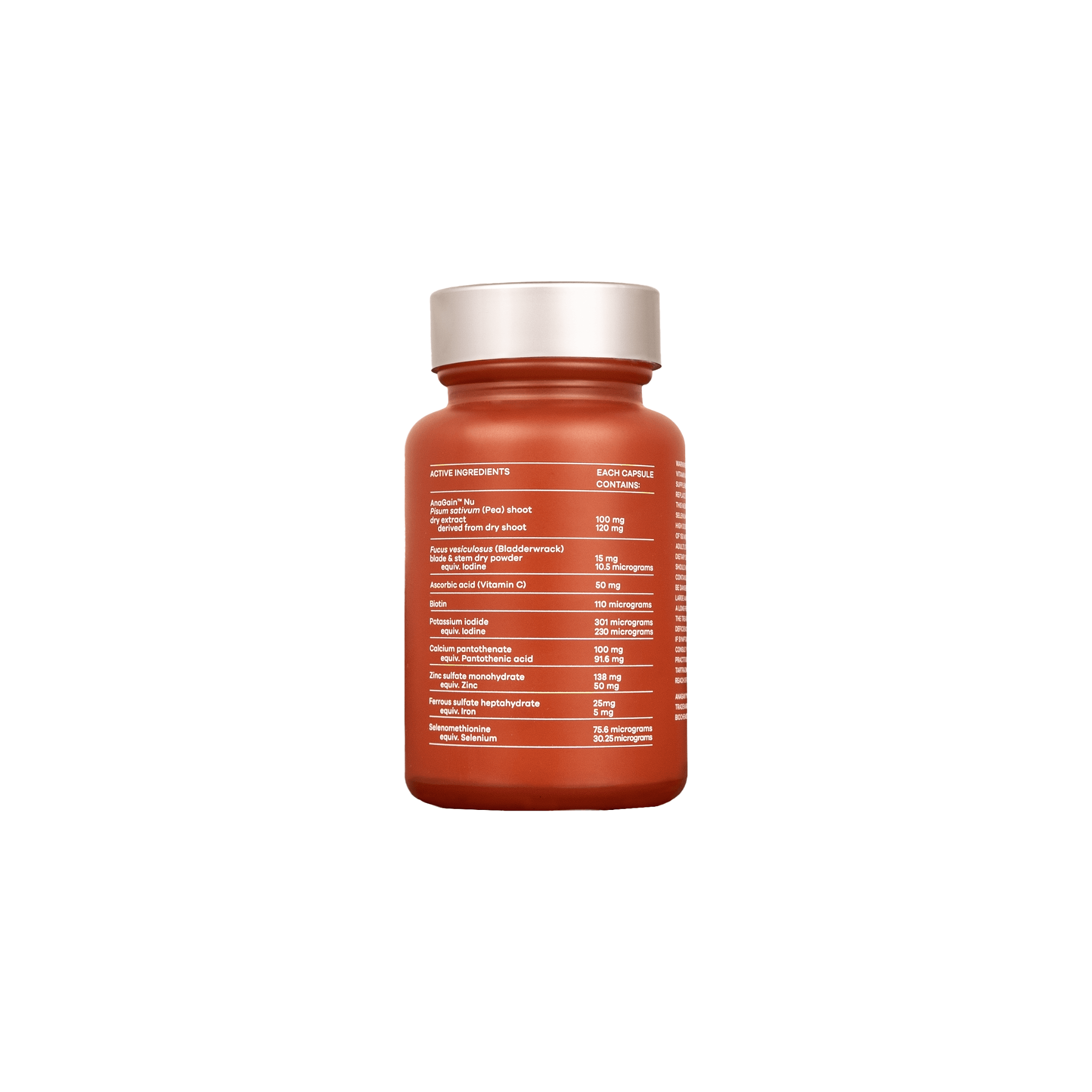 Red Vida Glow Hairology bottle with silver cap on a white background