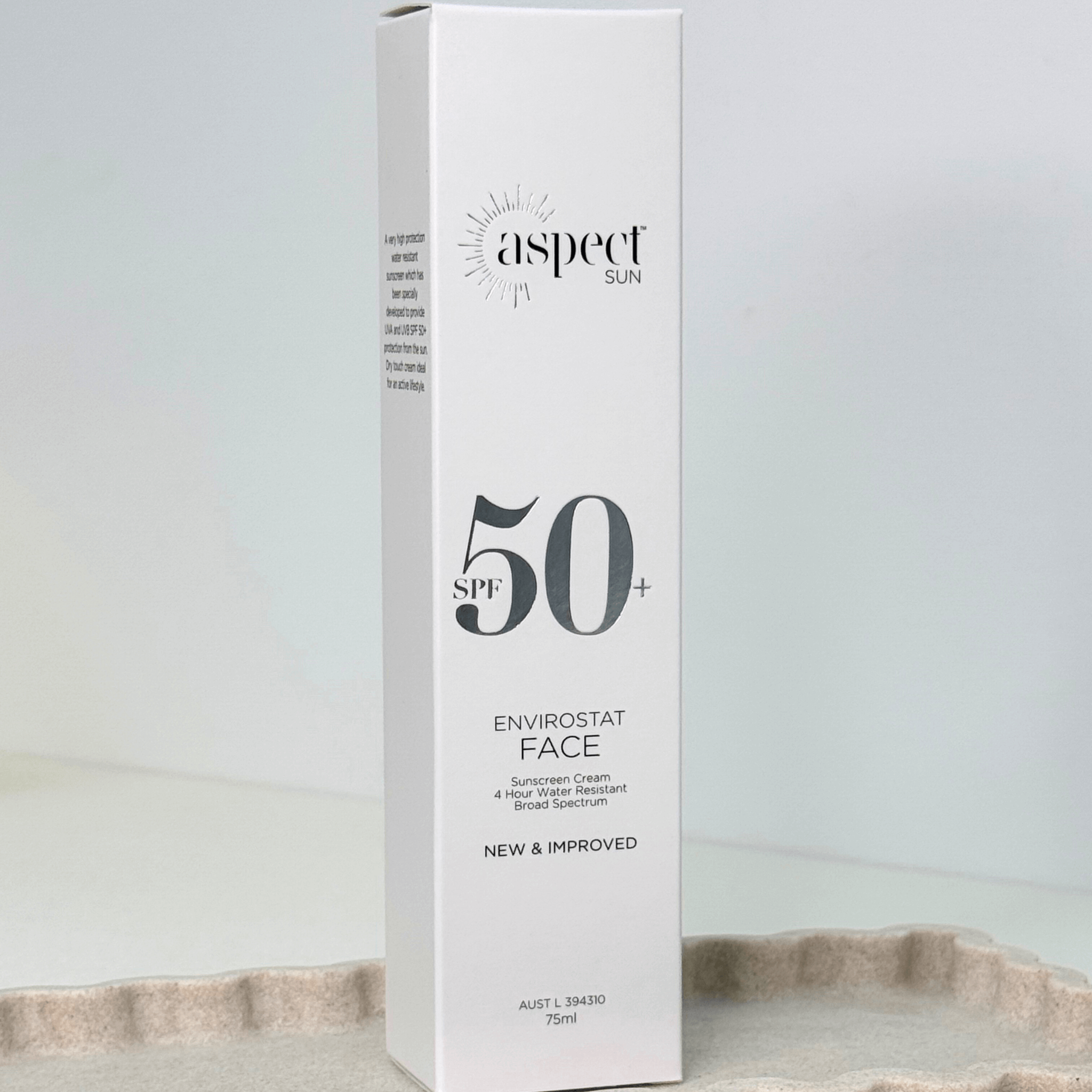 Aspect Envirostat face product box on white background