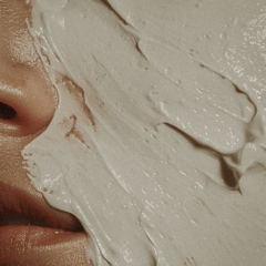 Aspect face mask up close applied on cheek