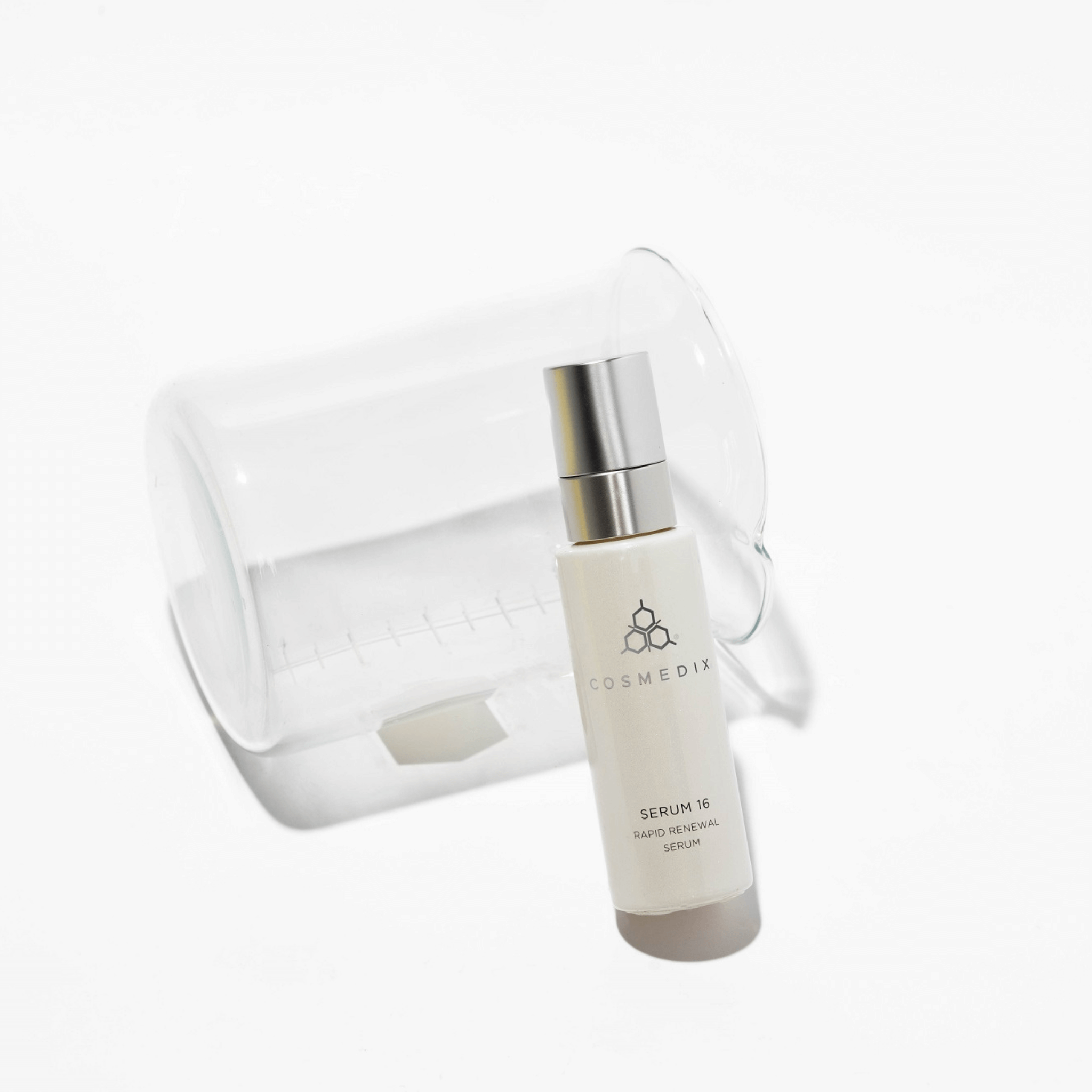 Cosmedix serum16 bottle with a white background
