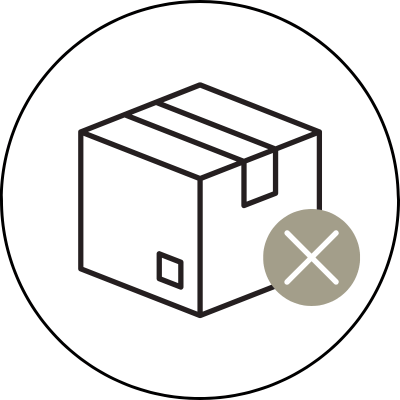 Icon of a box with a cross mark inside a circle, indicating invalidation or cancellation - sota skin cancel order logo