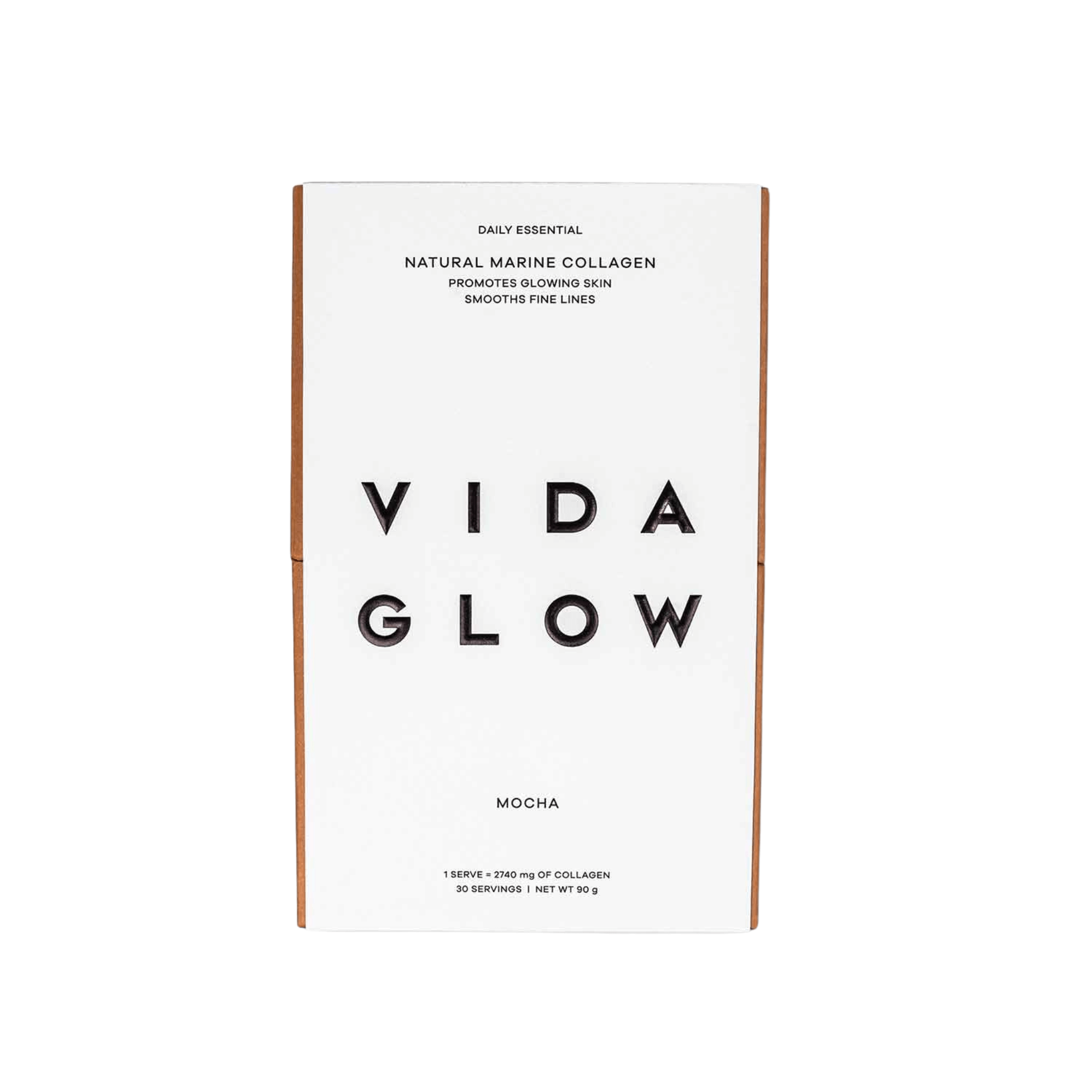 Vida Glow Mocha flavour front of box on white background