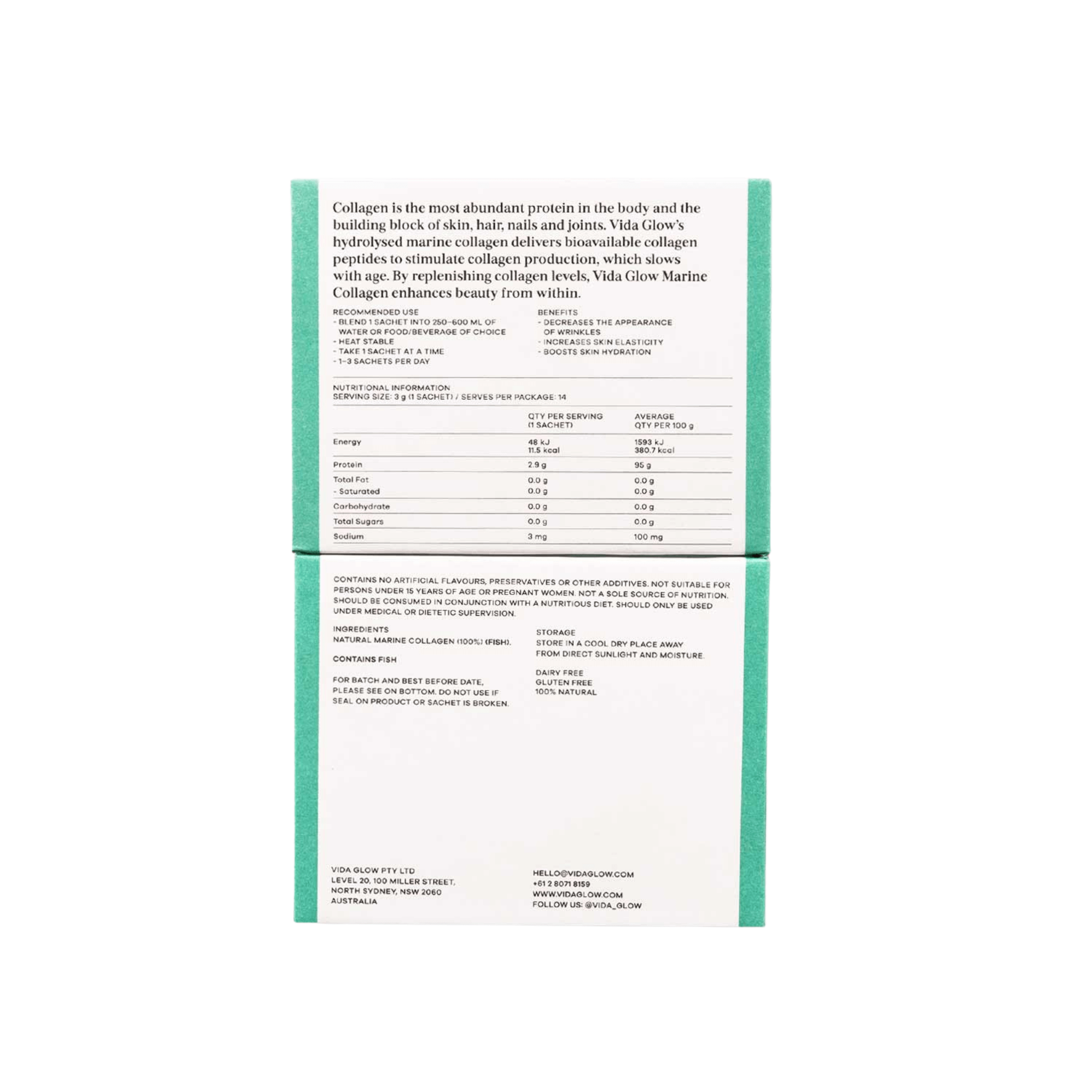 Vida Glow original trial pack back of box on white background