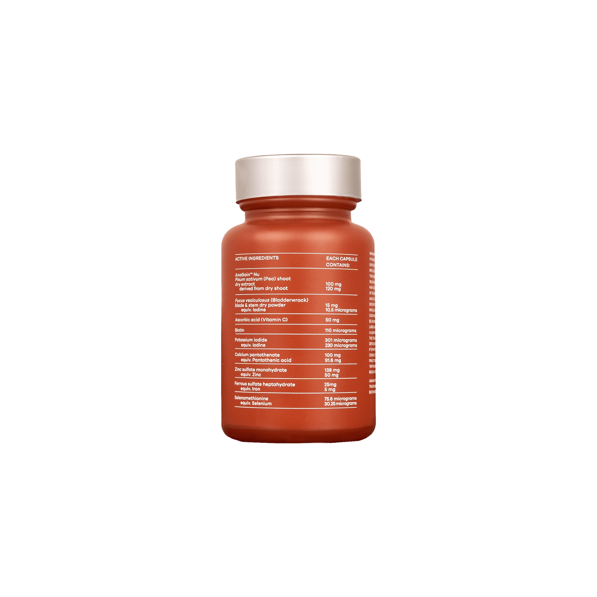 Red Vida Glow Hairology bottle with silver cap on a white background