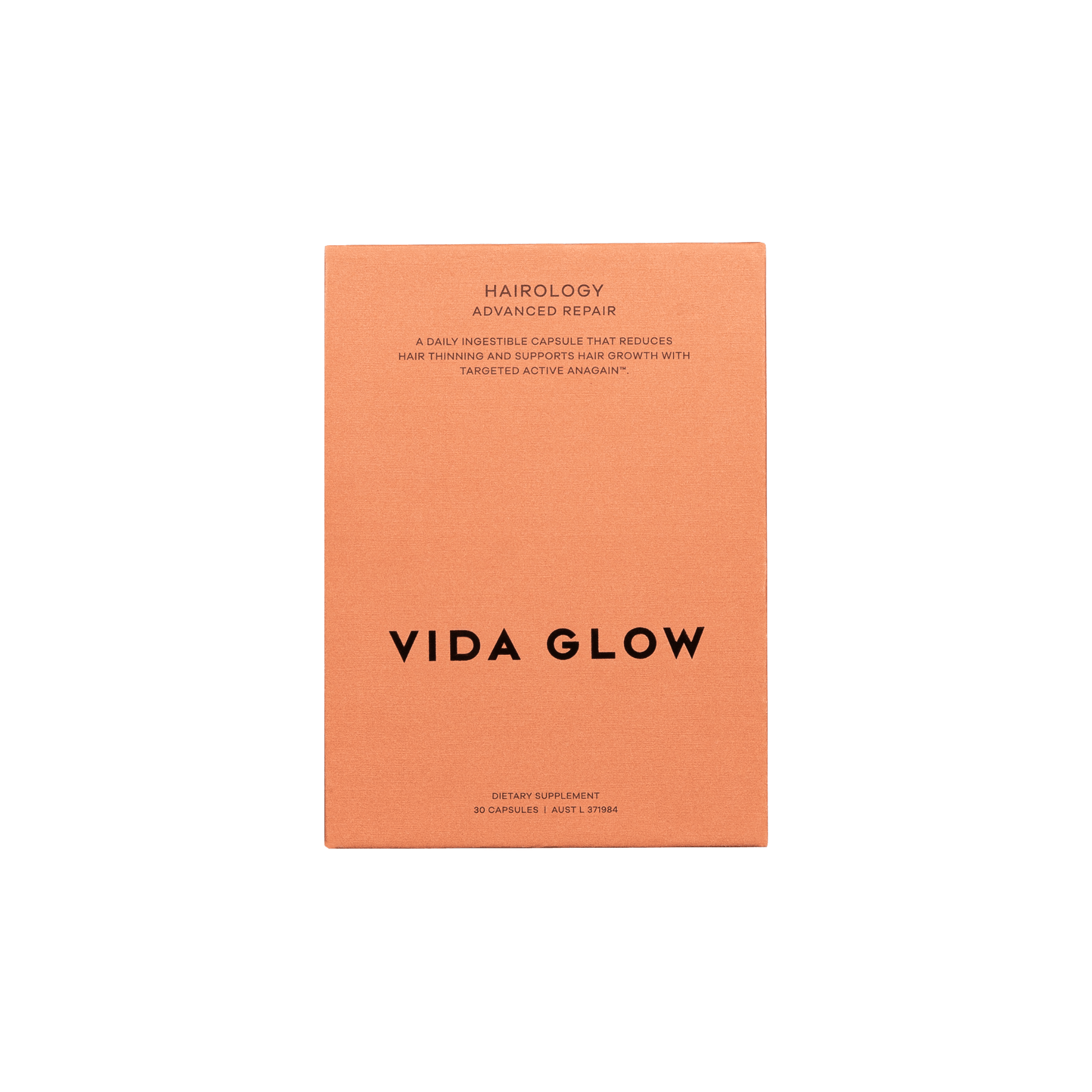 Vida Glow Hairology product packaging on a white background