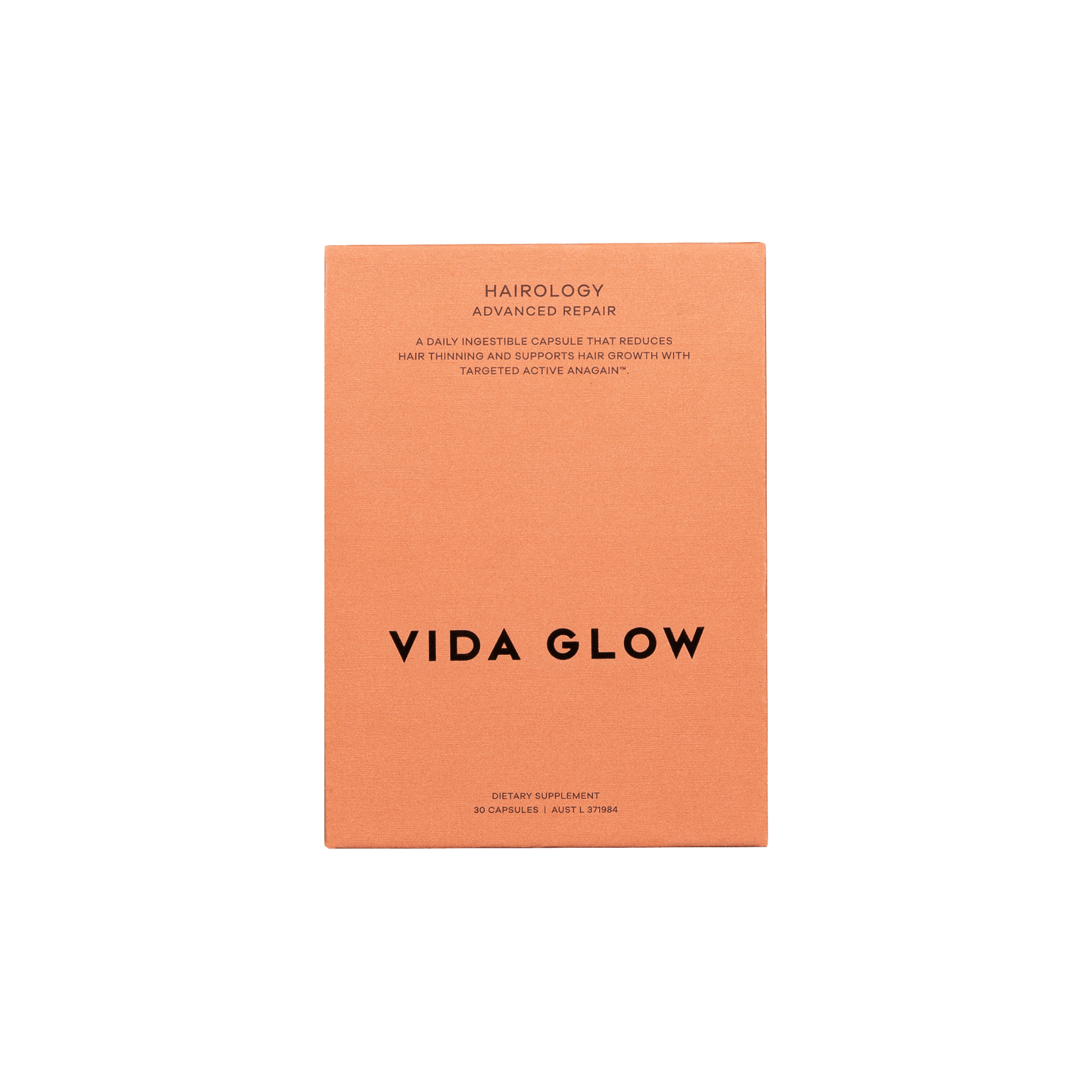 Vida Glow Hairology product packaging on a white background