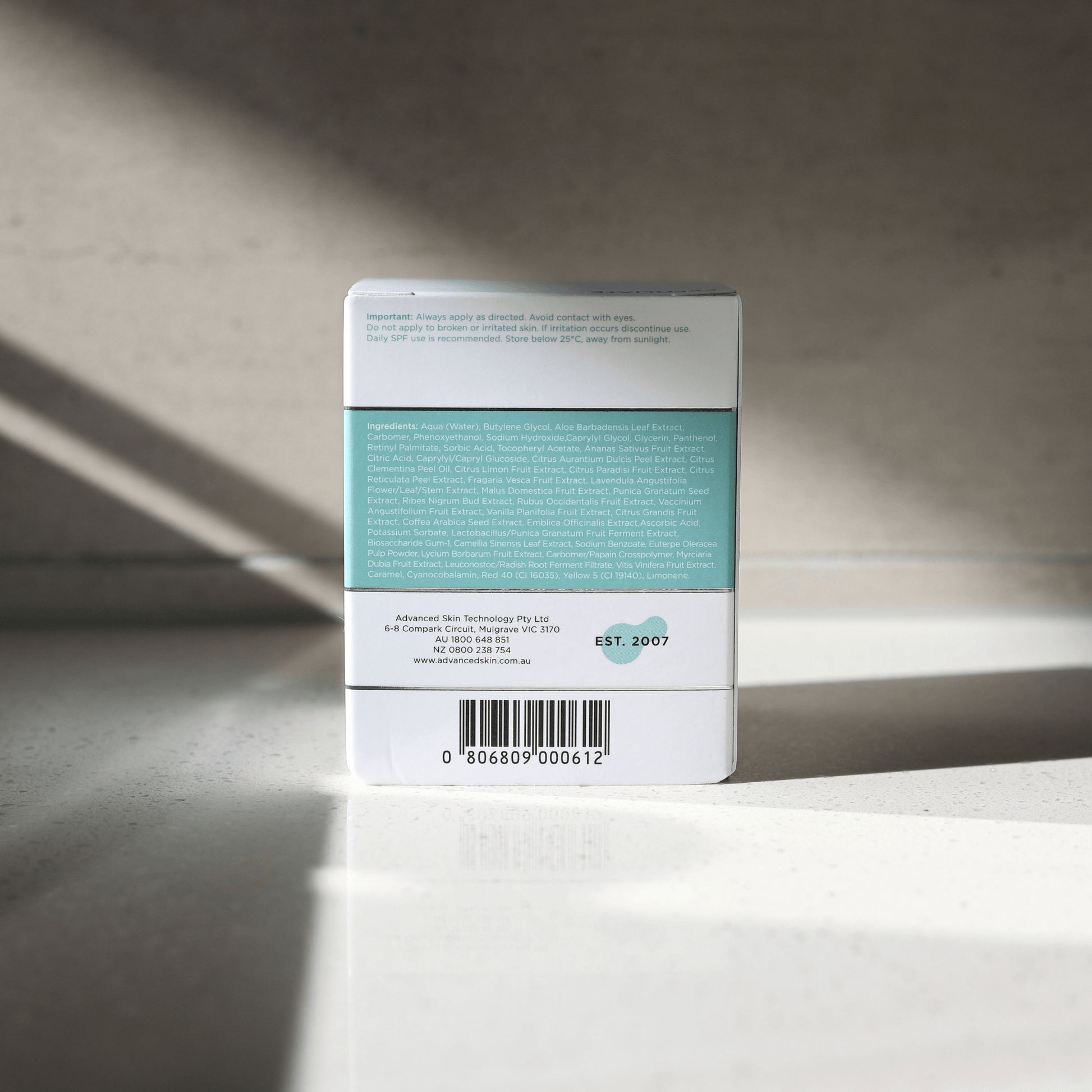 Aspect fruit enzyme mask Product packaging with text on a light surface