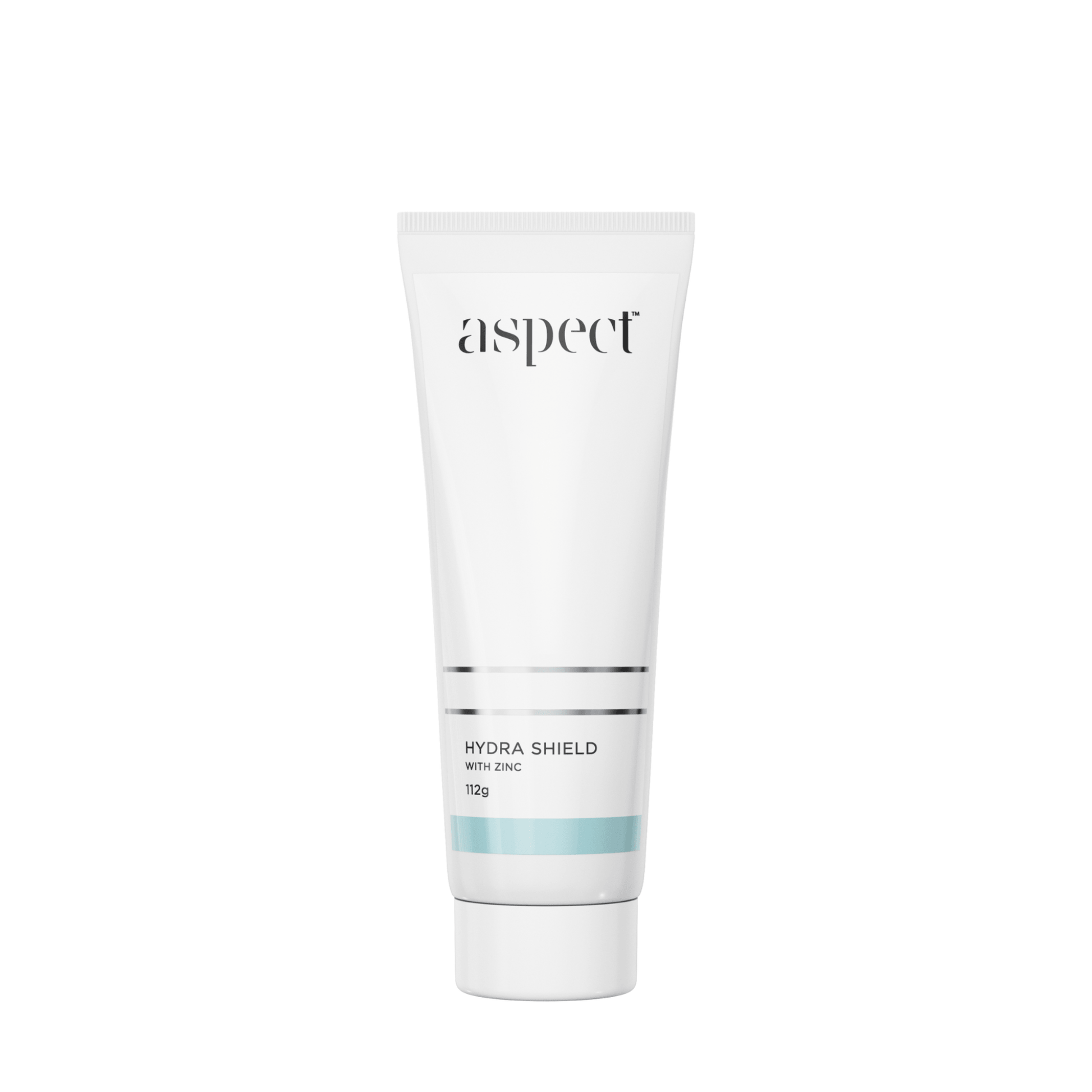 Tube of Aspect Hydra Shield cream on a white background