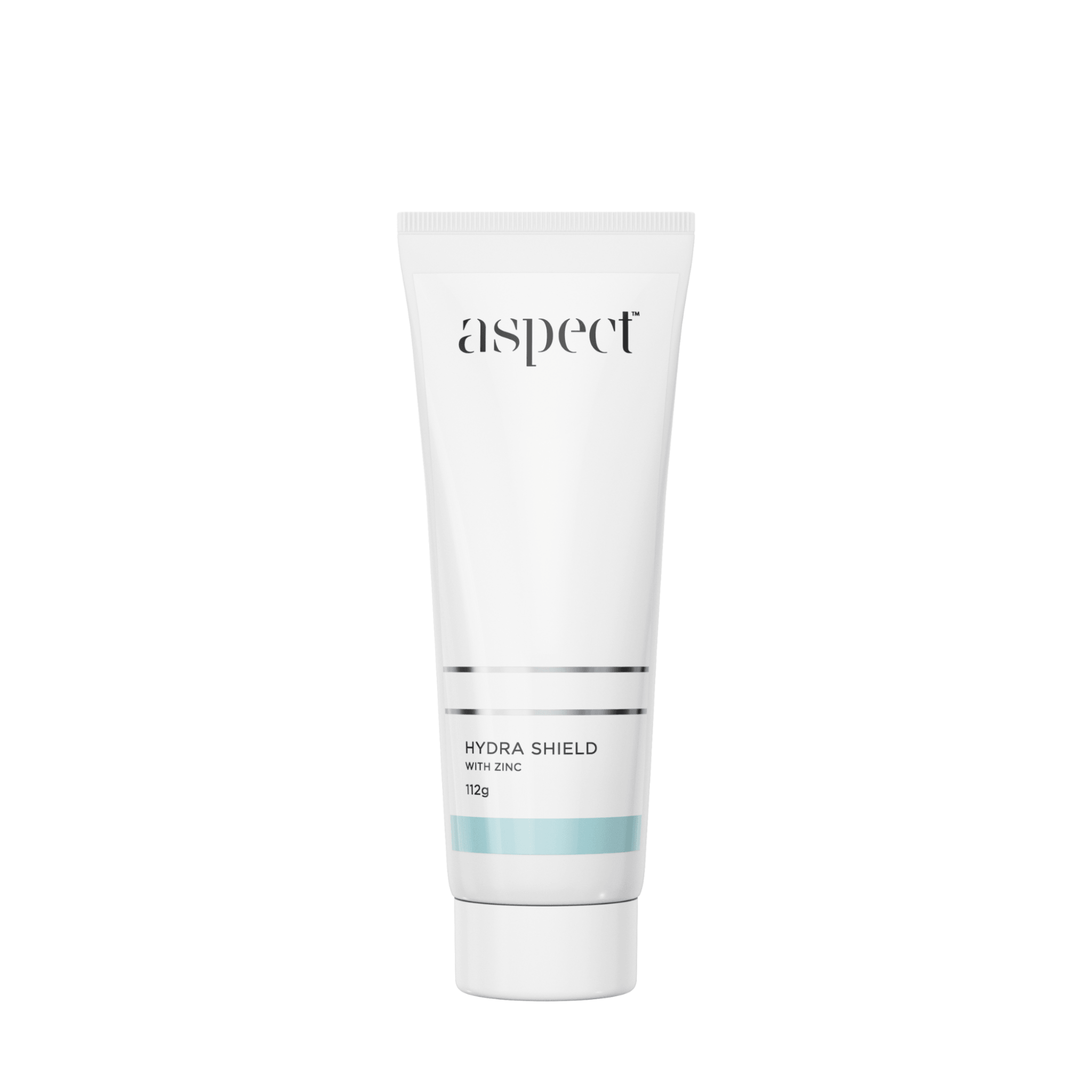 Tube of Aspect Hydra Shield cream on a white background