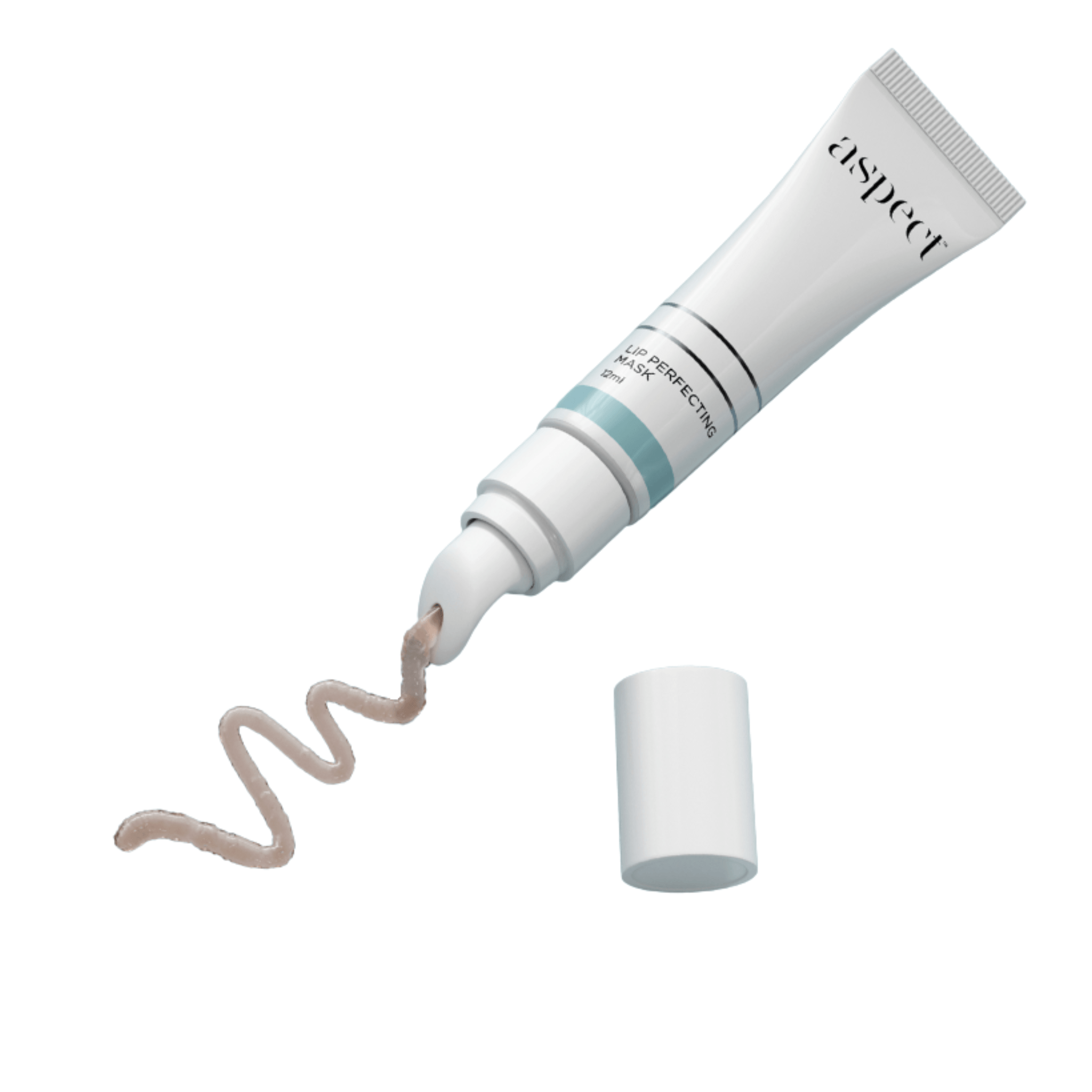 Tube of Aspect  Lip Mask product with a small amount of balm being squeezed out on a white background