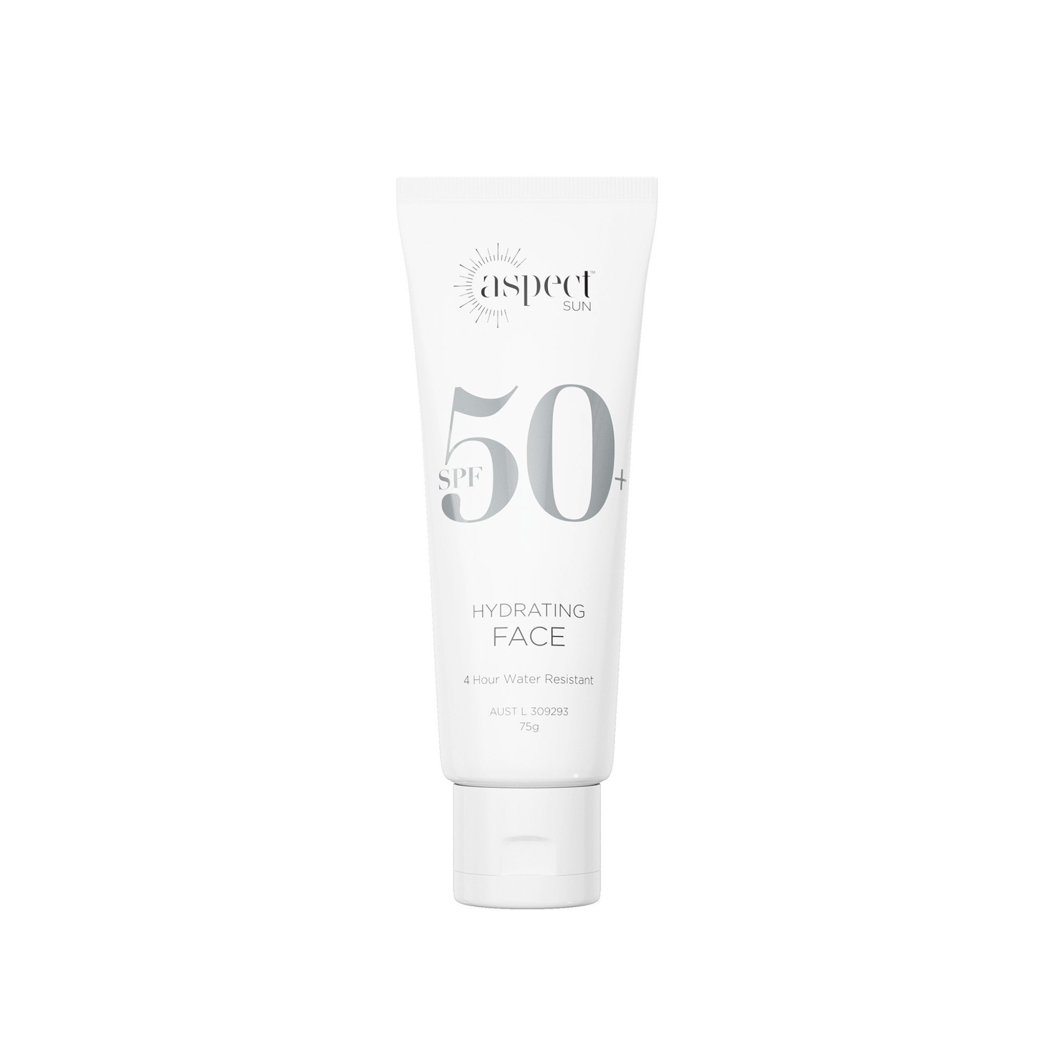 Tube of Aspect Sun sunscreen with SPF 50 Hydrating face on a white background