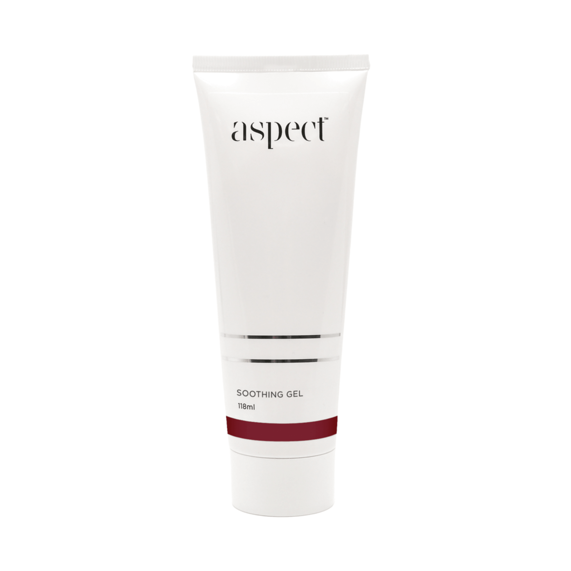 A white squeeze tube of Aspect Dr Soothing Gel, set against a plain white background.