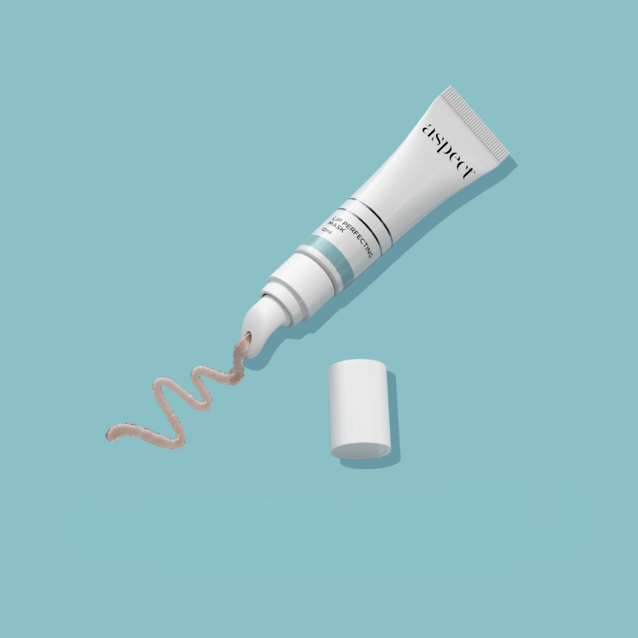 Aspect skincare product with applicator on a light blue background