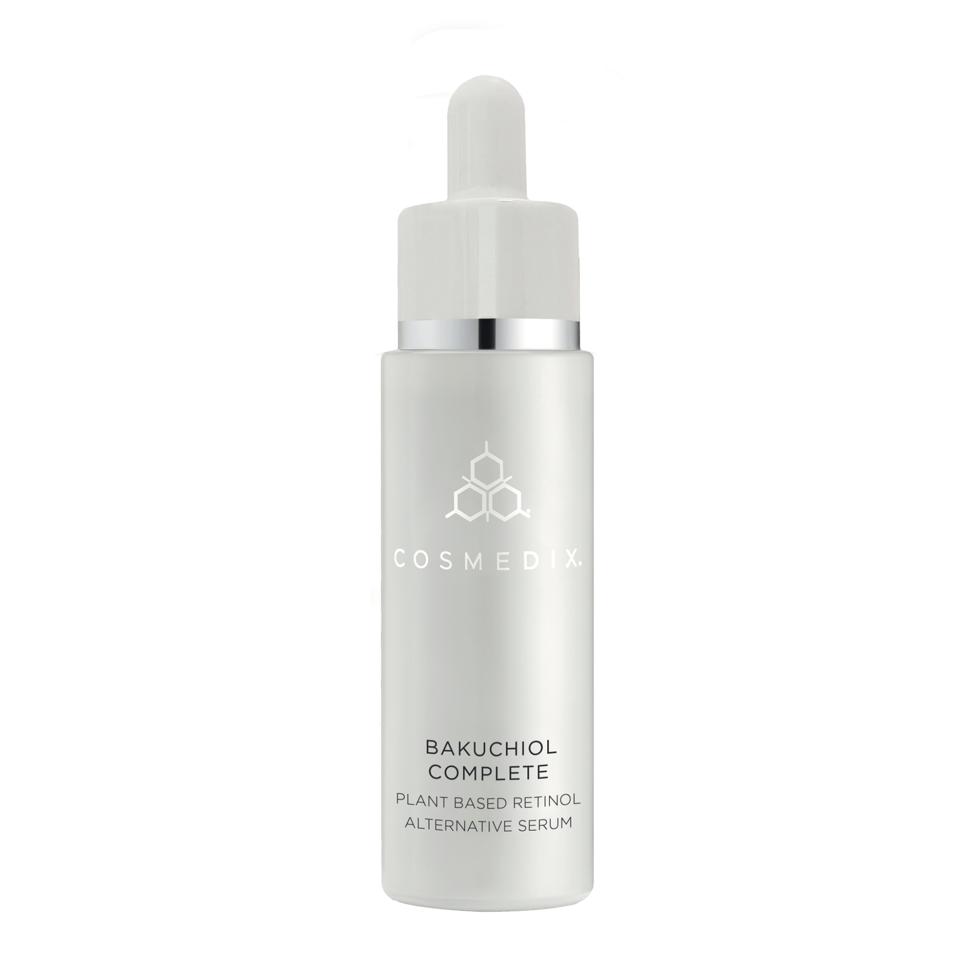 Cosmedix Bakuchiol Complete serum bottle on a white background