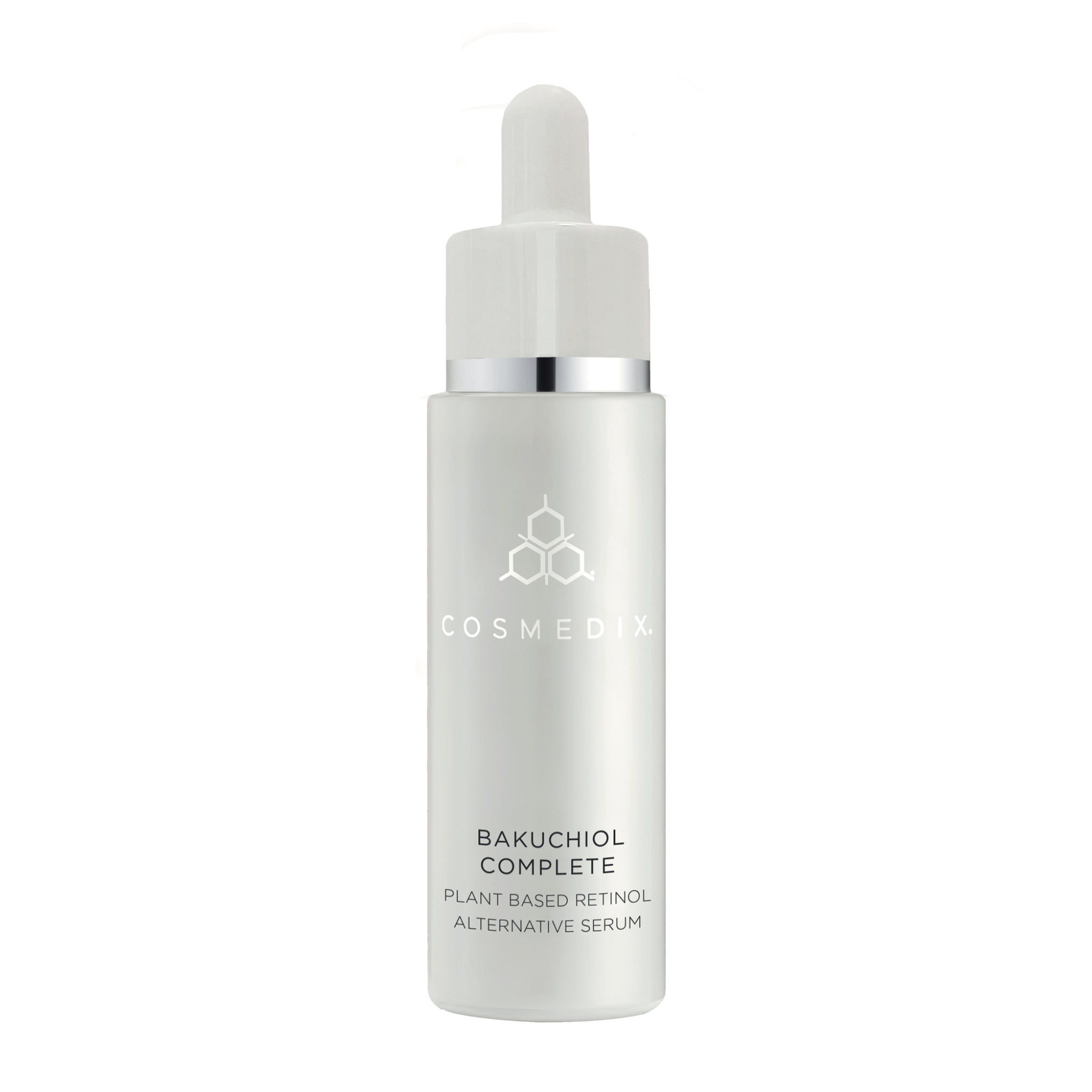 Cosmedix Bakuchiol Complete serum bottle on a white background