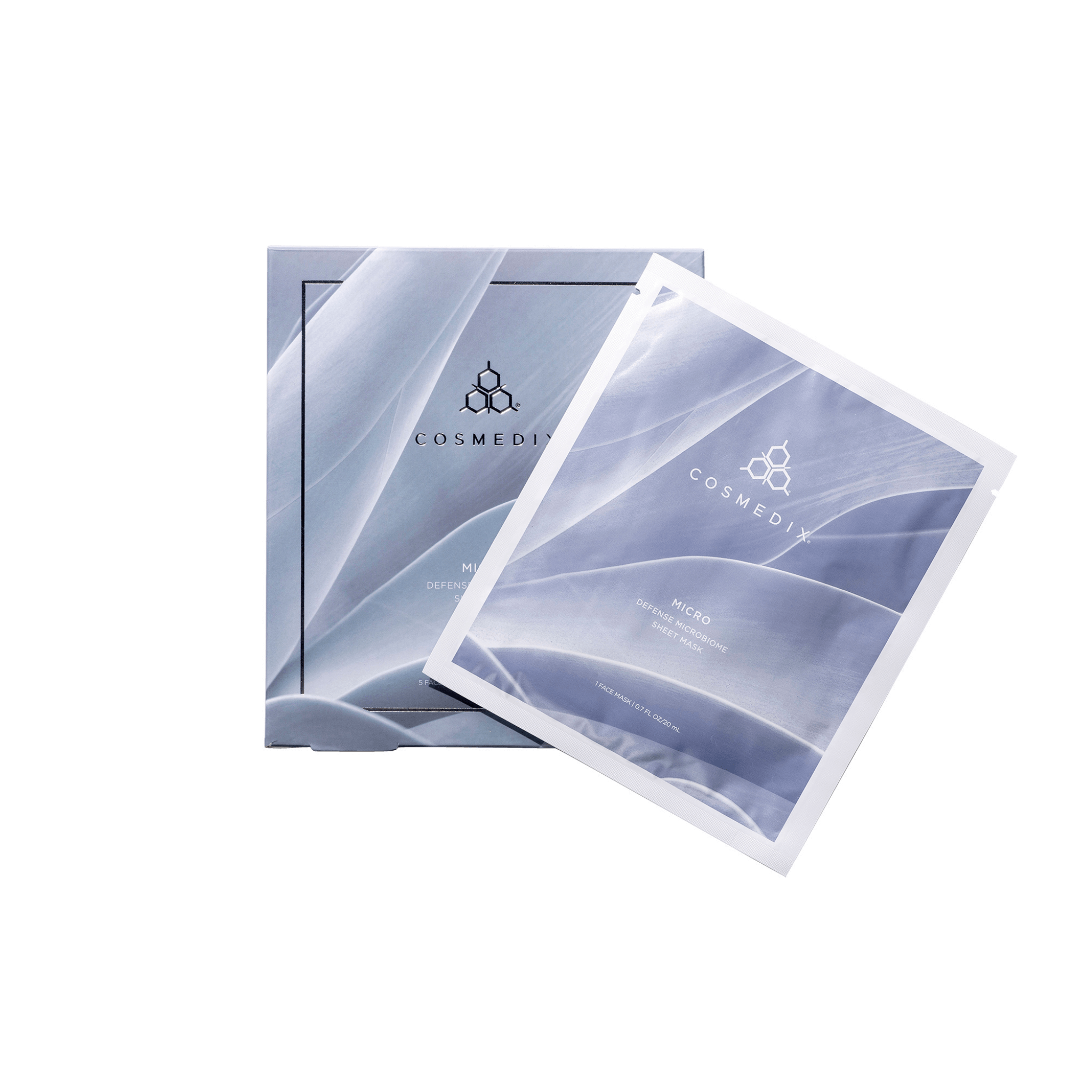 Cosmedix skincare sheet masks with packaging on a white background