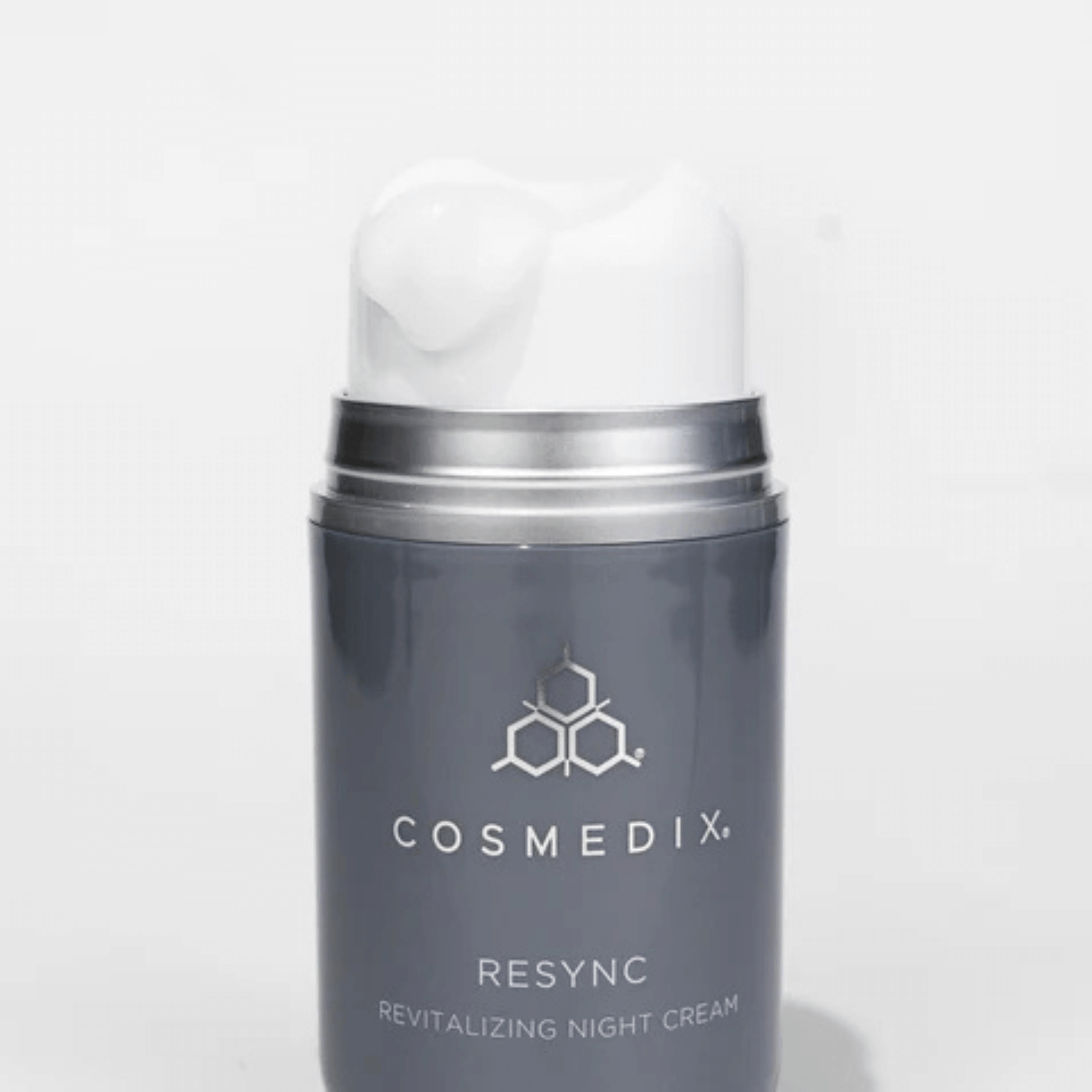 Cosmedix Resync revitalising night cream bottle on a white background