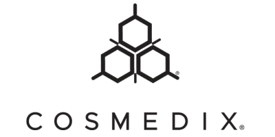 Dark Grey Cosmedix logo on transparent background