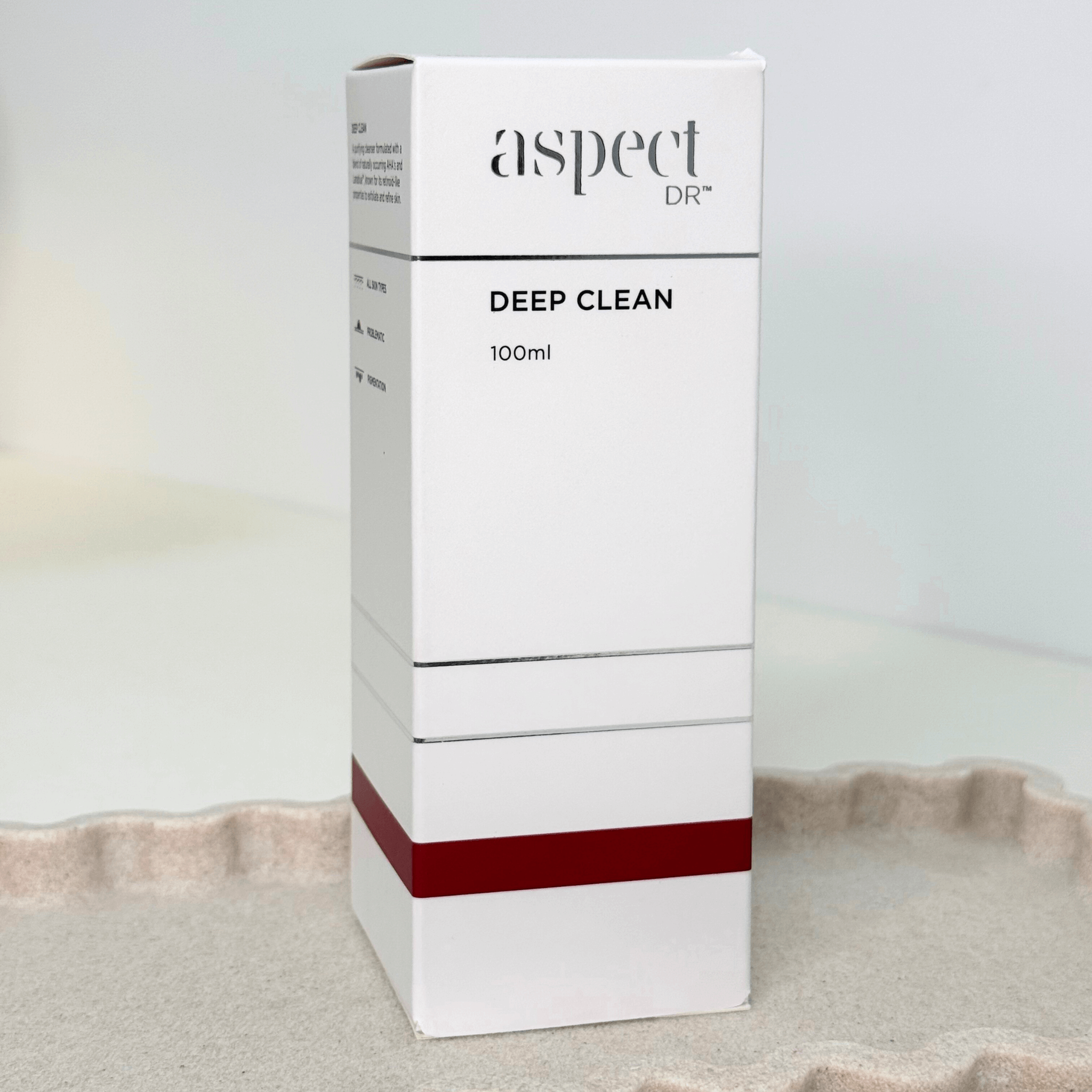 Deep Clean Cleanser Aspect Dr front of product on white background