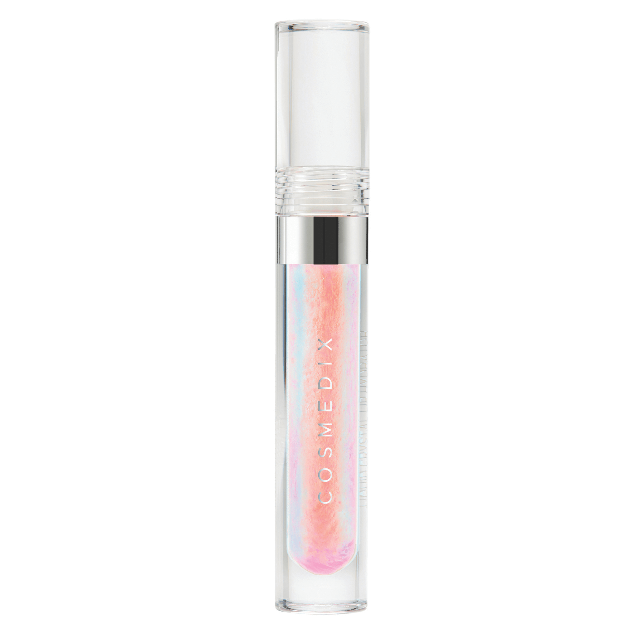 Cosmedix lip gloss with clear casing on a white background