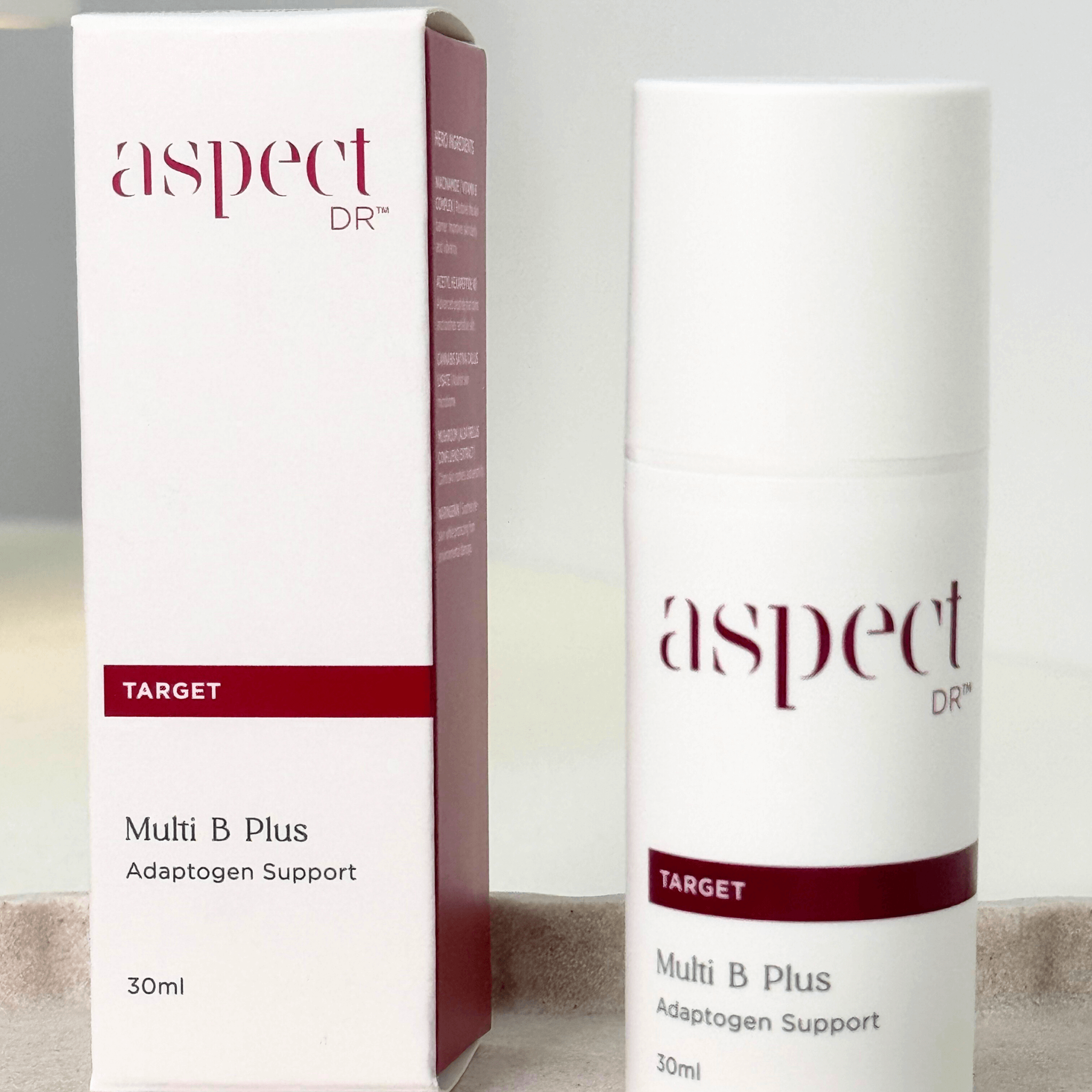 Multi B Plus 30ml Aspect Dr packaging and product on neutral background