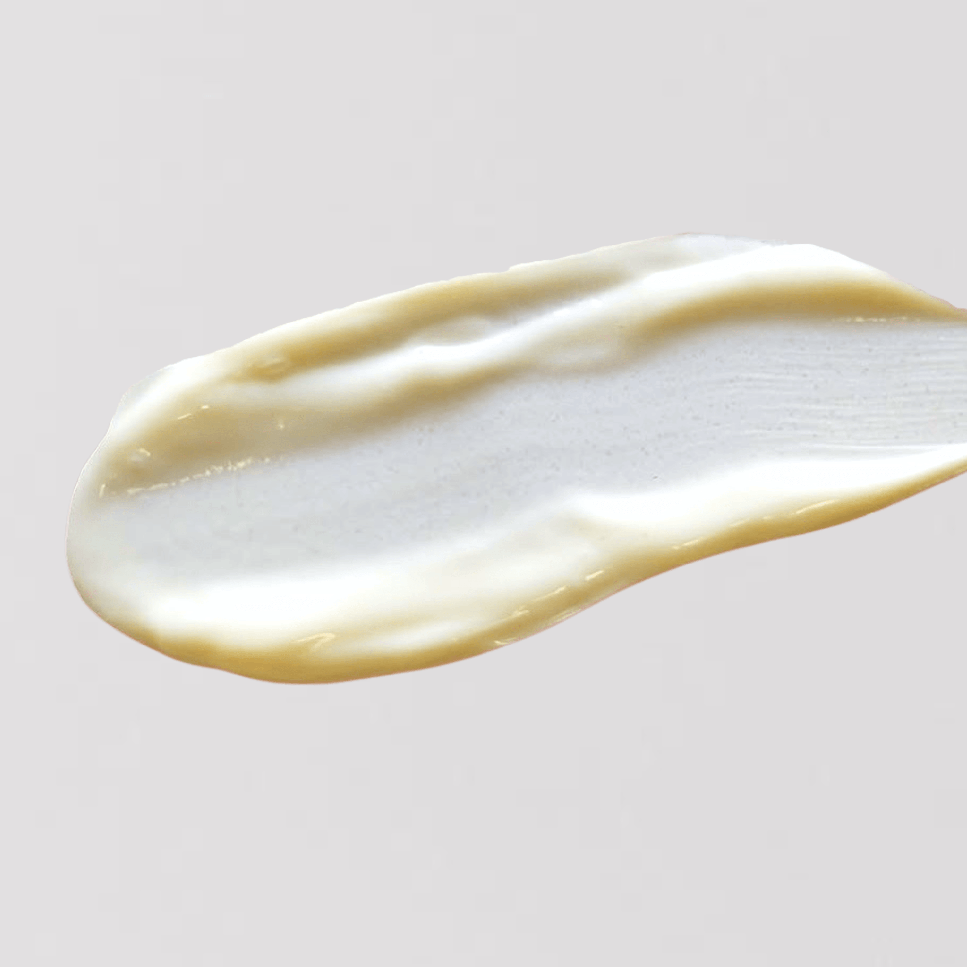 Aspect Dr Resveratrol moisturiser swatch. A thick, creamy off-white cosmetic cream swatch spread horizontally on a light grey background.