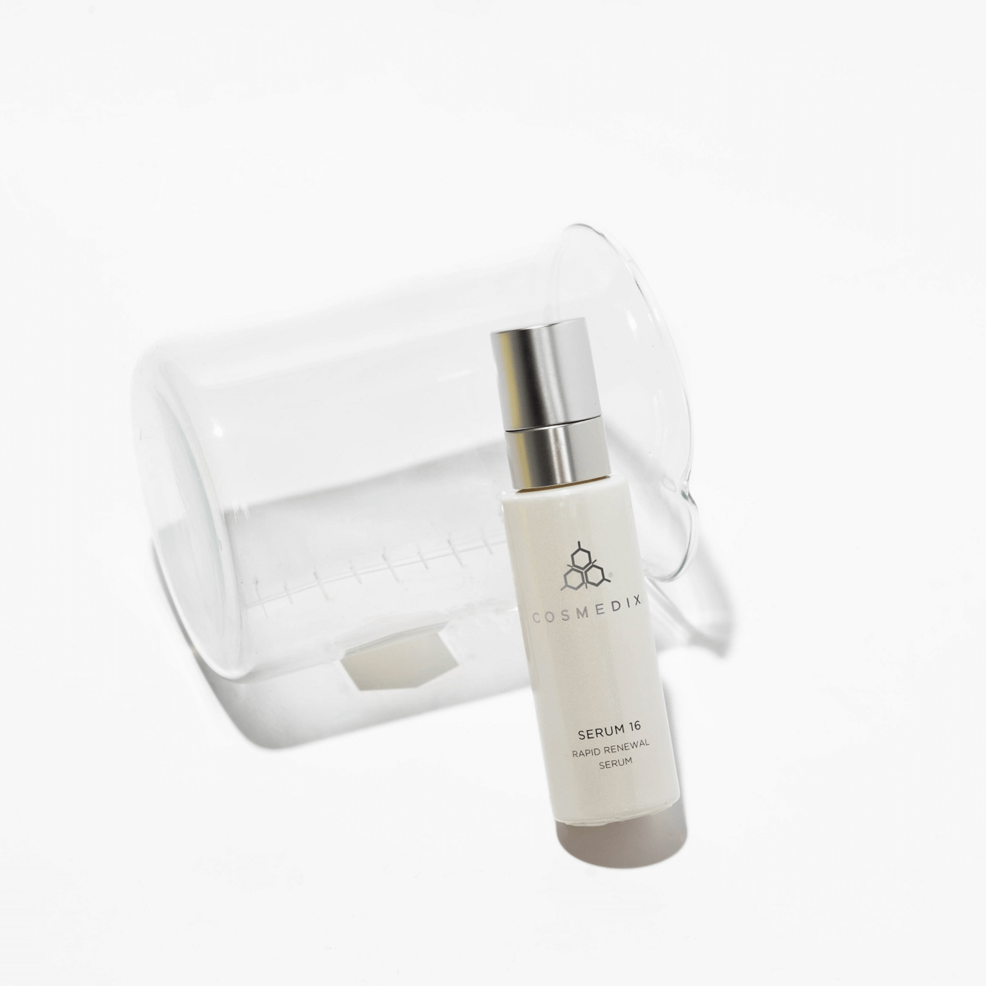 Cosmedix serum16 bottle with a white background