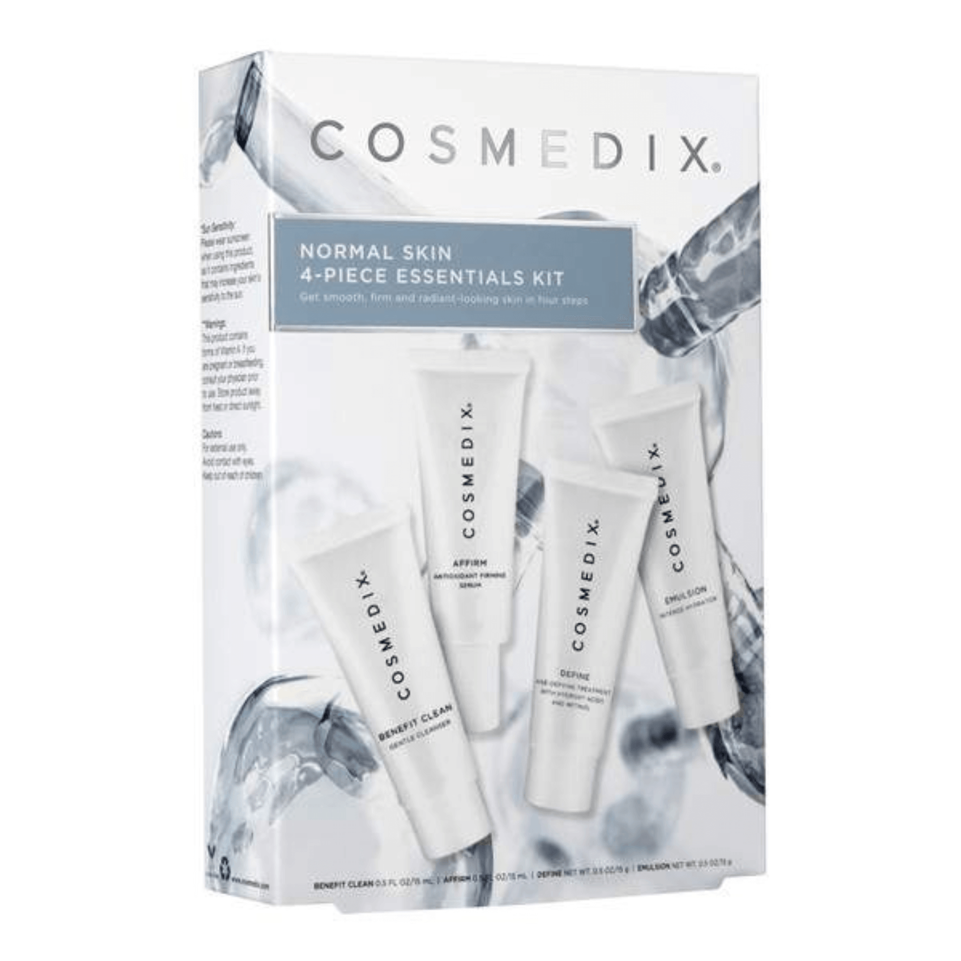 Cosmedix Normal Skin 4-Piece Essentials Kit packaging on a white background
