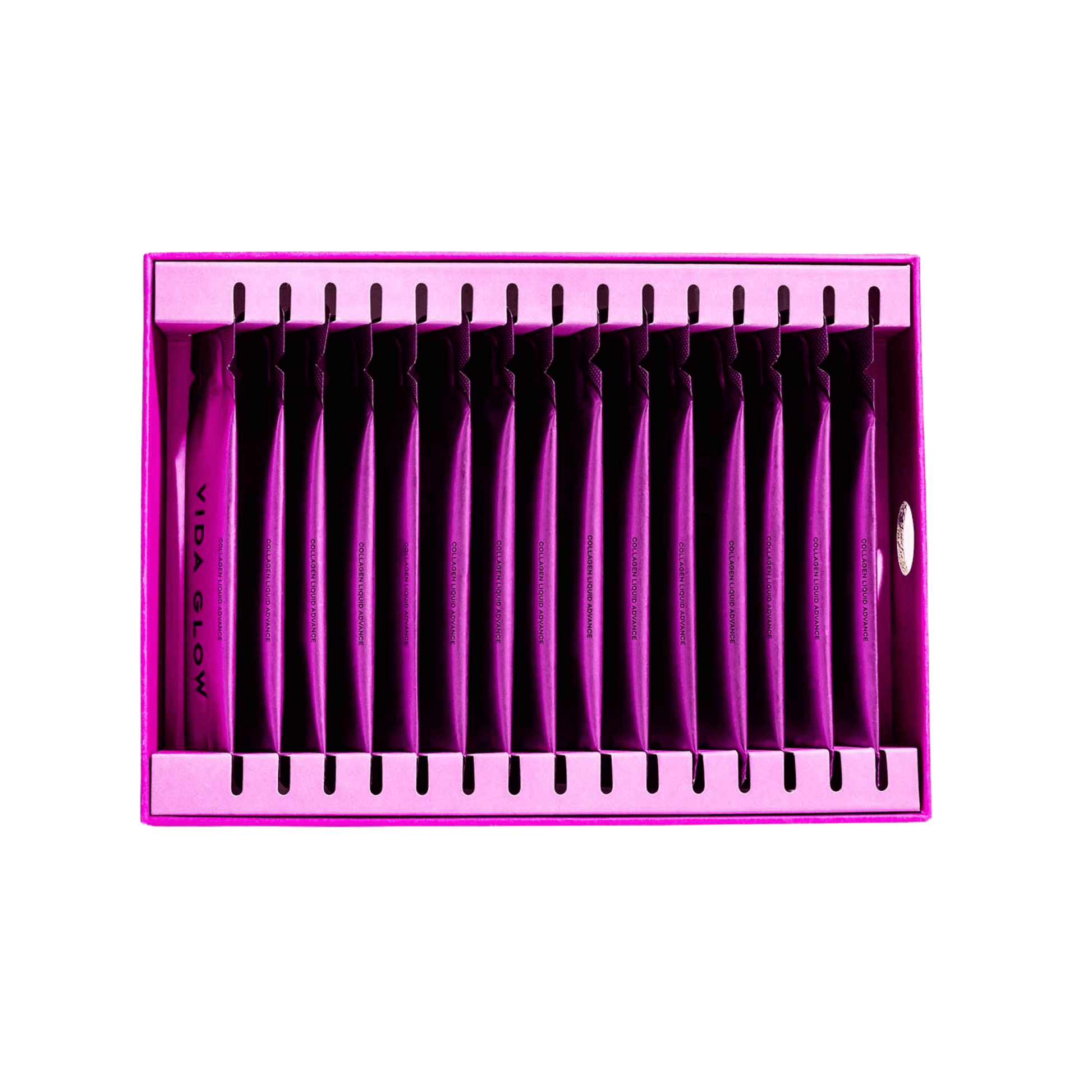 Vida Glow Liquid advance berry flavour open box on white background