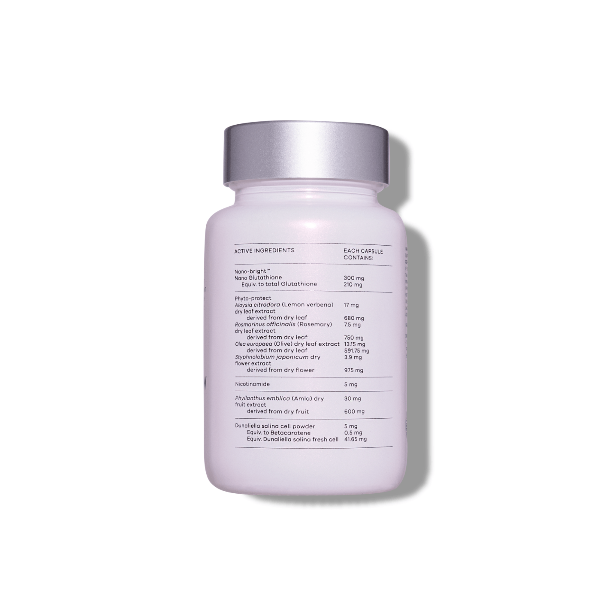 Vida Glow luminous back of bottle with label on white background