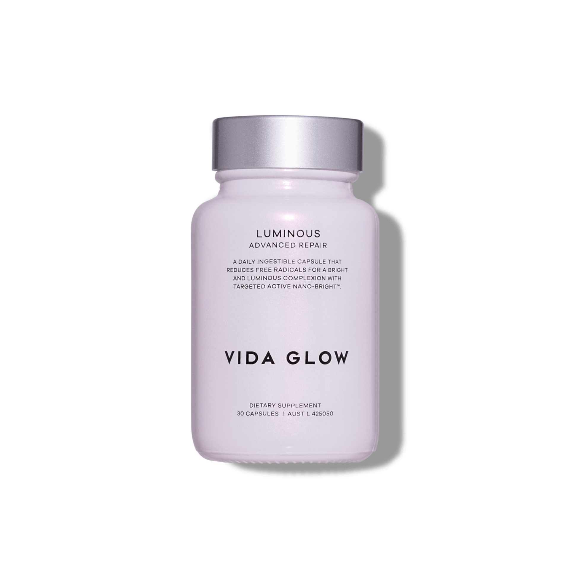 Vida Glow luminous front of bottle on white background