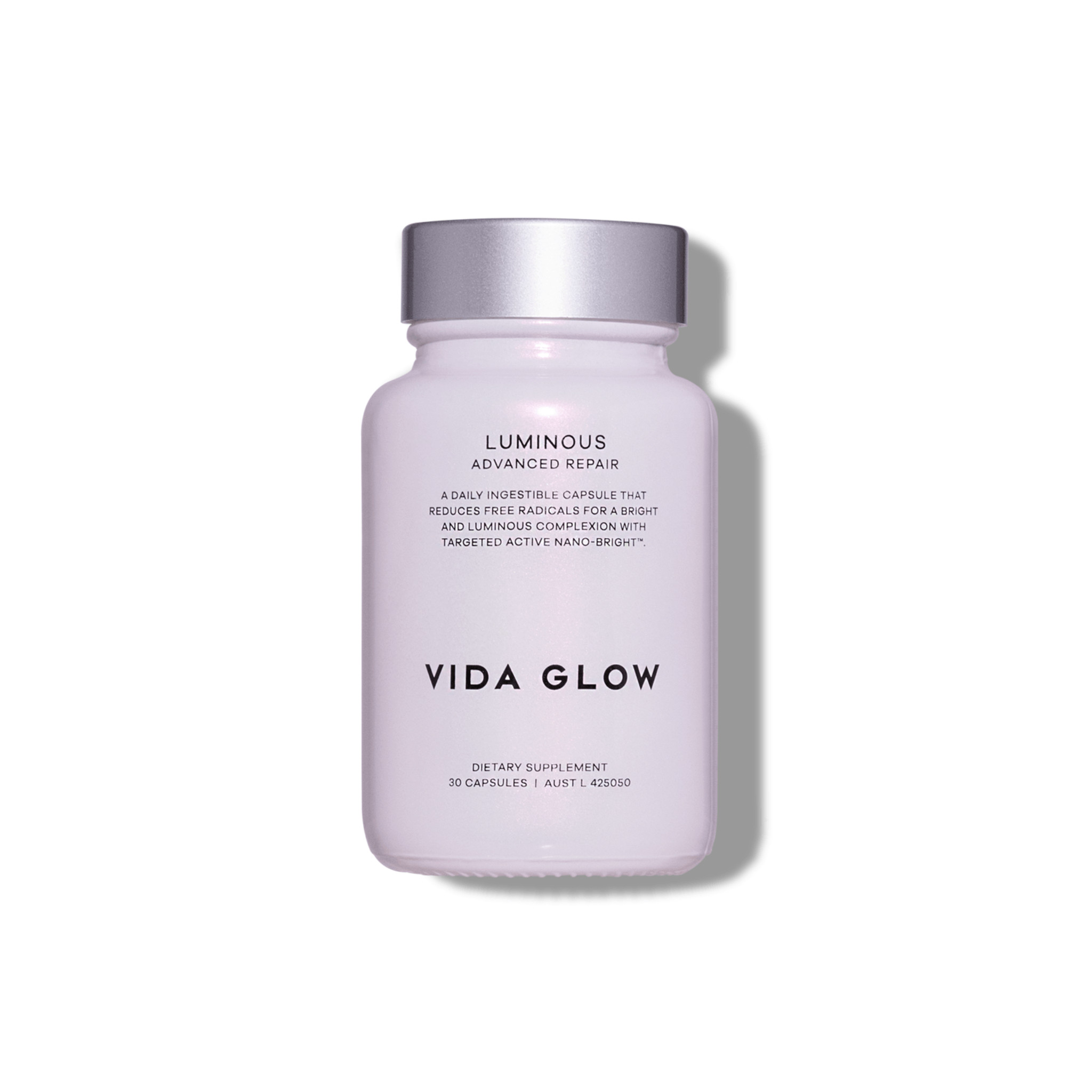 Vida Glow luminous front of bottle on white background