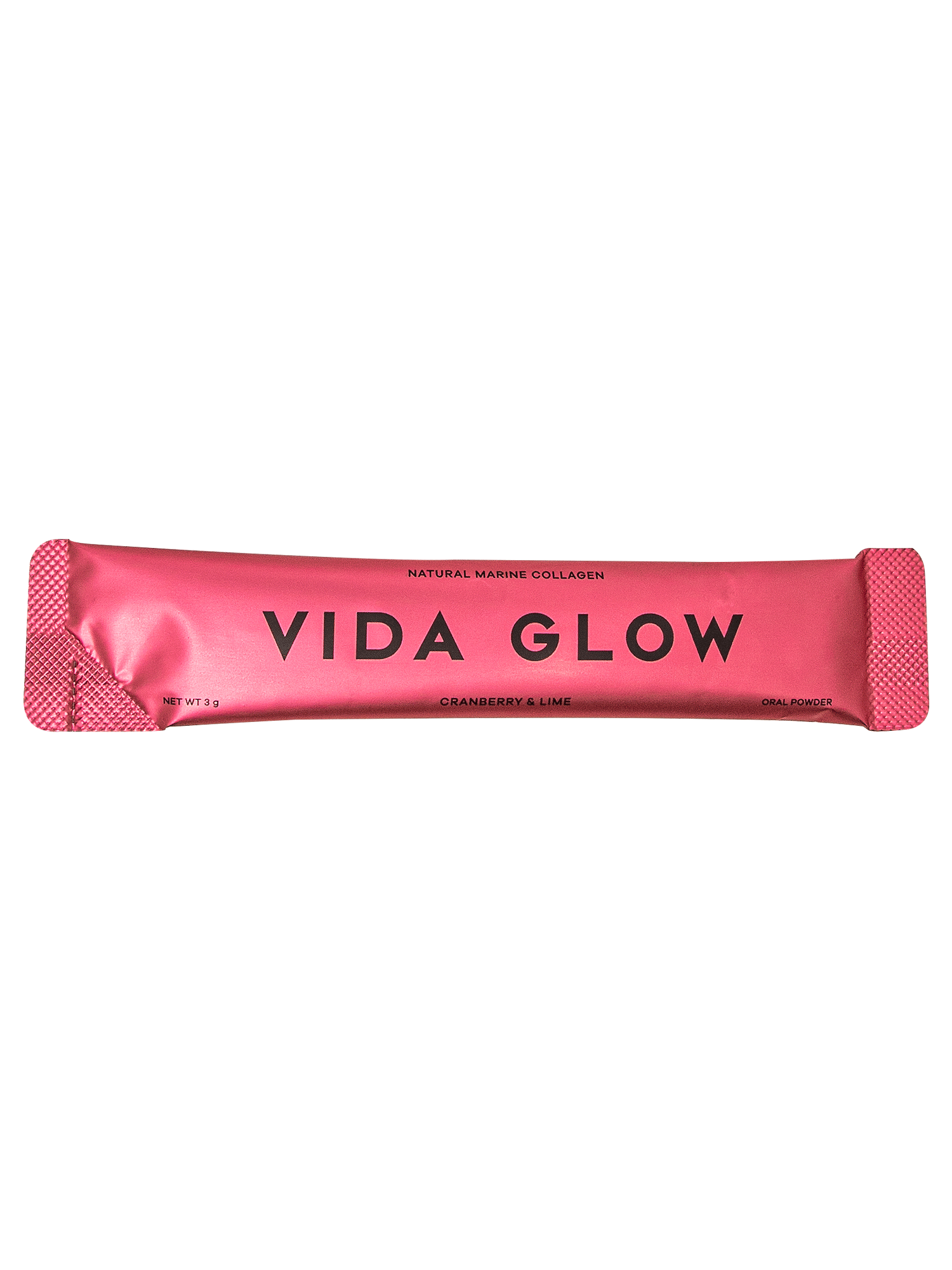 Vida Glow Cranberry flavour sachet on transparent background