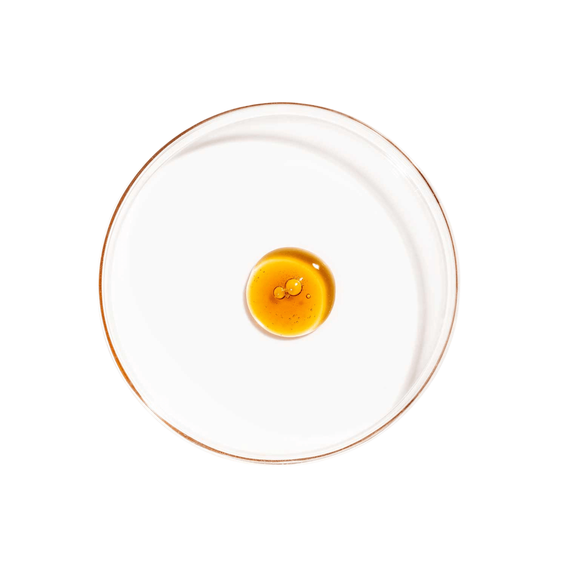 Vida Glow advance liquid berry product in a petri dish on a white background