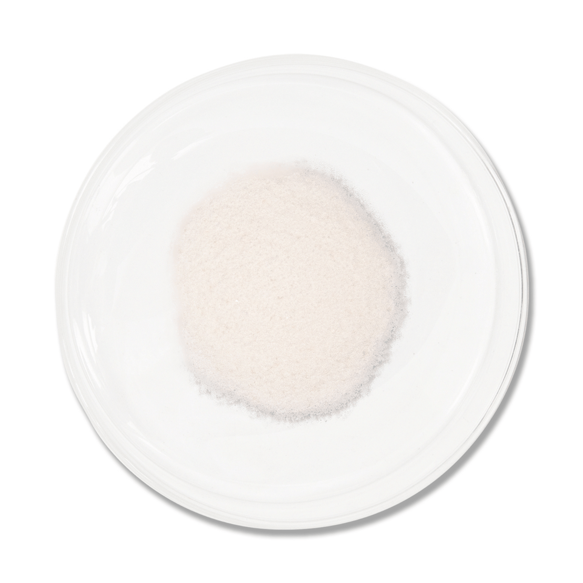 Vida glow Pineapple powder in petri dish on white background