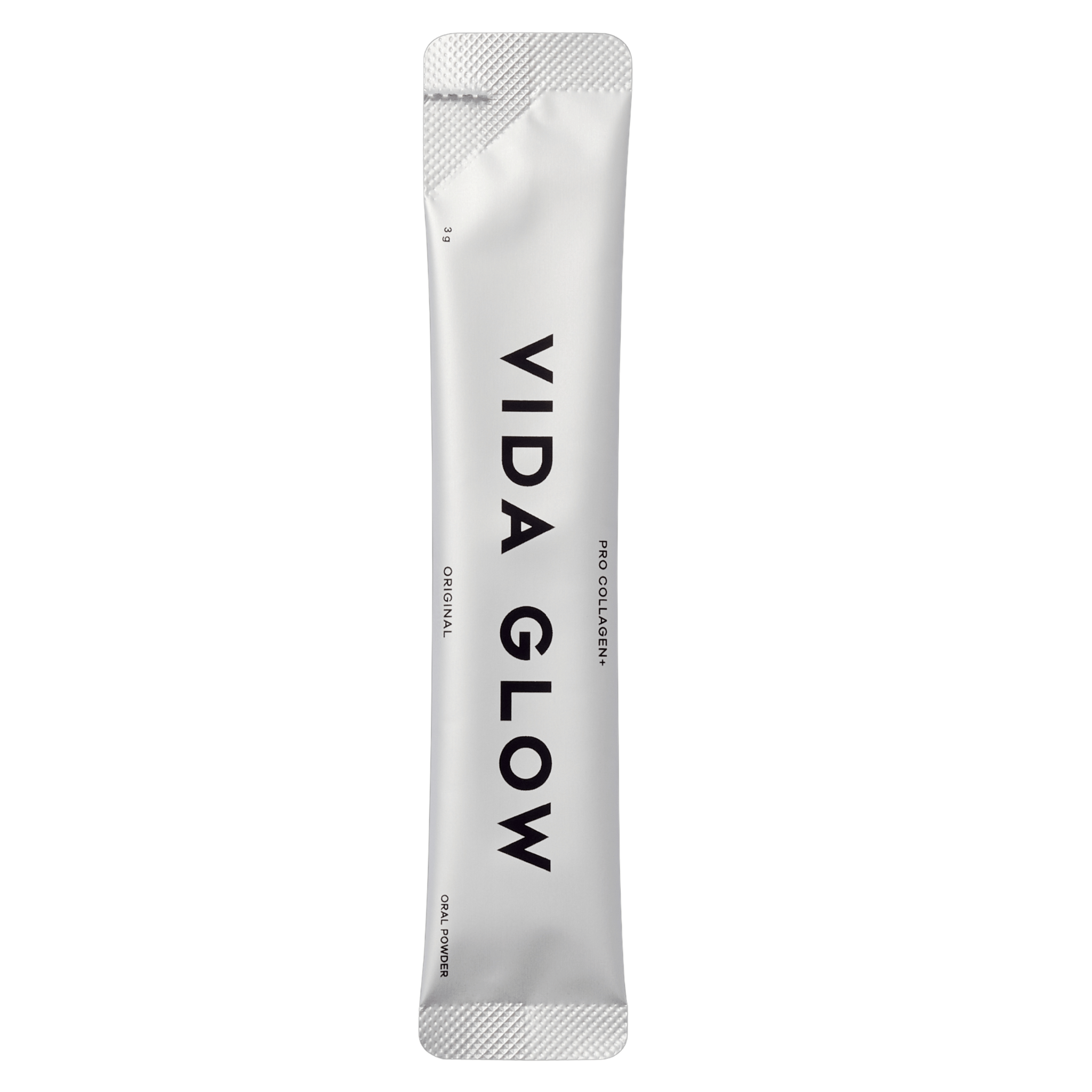 Vida Glow pro collagen+ original sachet up close on white background