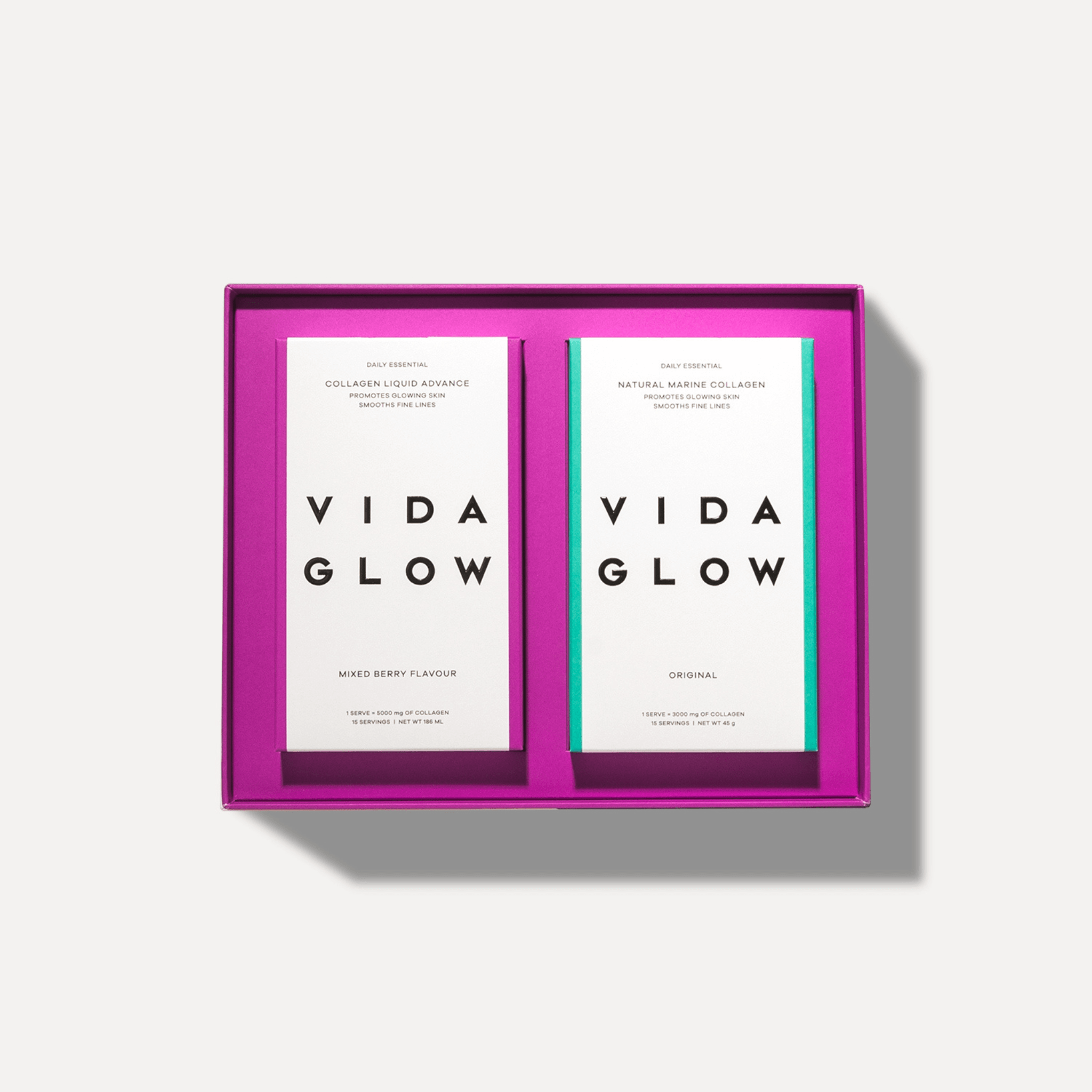 Vida Glow holiday collection mixed berry and original packs