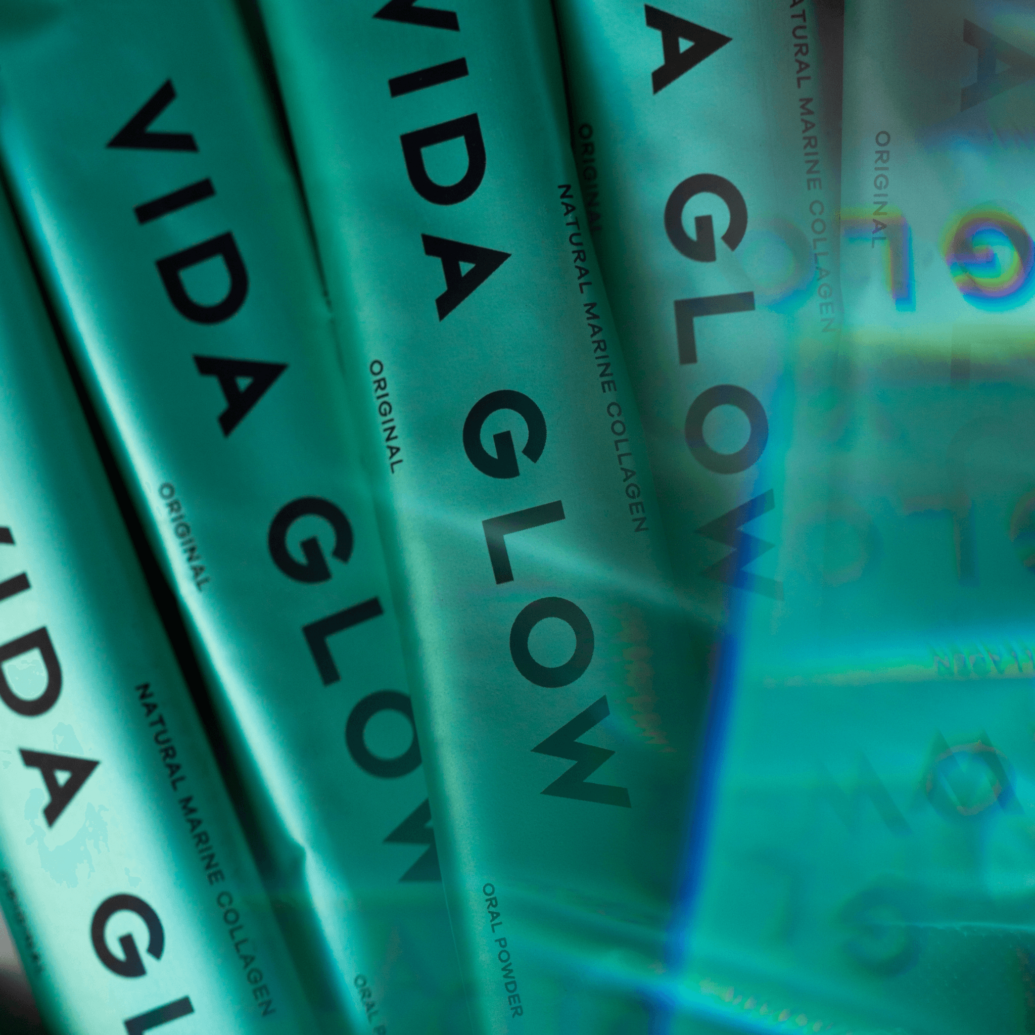 Vida Glow original close up of blue sachets