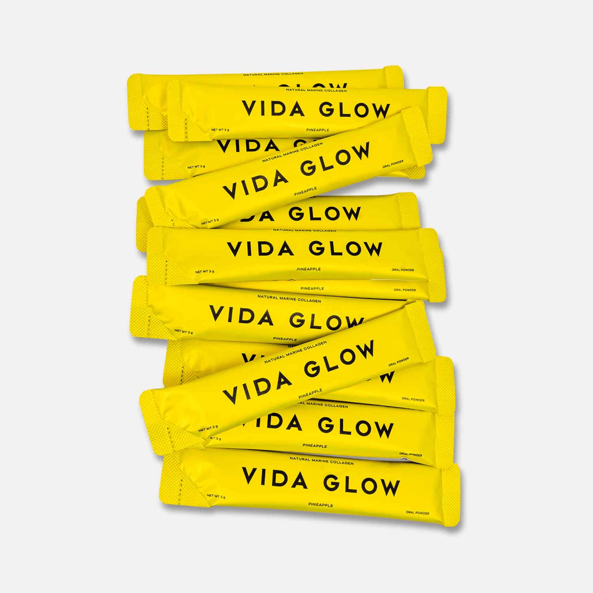 Vida Glow marine collagen pineapple sachet stack 